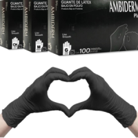 GUANTE AMBIDERM PLUS LISO COLOR NEGRO TALLA CH-MED-GDE CAJA C/100 PZAS