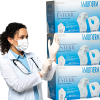 GUANTE ESTÉRIL DE LÁTEX PARA EXPLORACIÓN VARIAS TALLAS AMBIDERM CAJA C/100