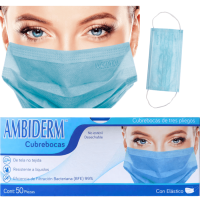 CUBREBOCA 3 PLIEGOS AZUL CAJA C/50 PZAS AMBIDERM