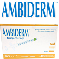 JERINGA DE 1ML 30GX13MM AMARILLA CAJA C/100 PIEZAS AMBIDERM