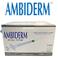 JERINGA DE 1ML CON AGUJA 0.40mmx13mm AMBIDERM CAJA CON 100 PIEZAS