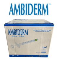 JERINGA DE 3ML CON AGUJA 0.62mmx25mm AMBIDERM CAJA CON 100 PIEZAS