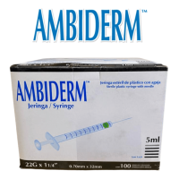 JERINGA DE 5ML CON AGUJA 22G X 32MM AMBIDERM CAJA CON 100 PIEZAS