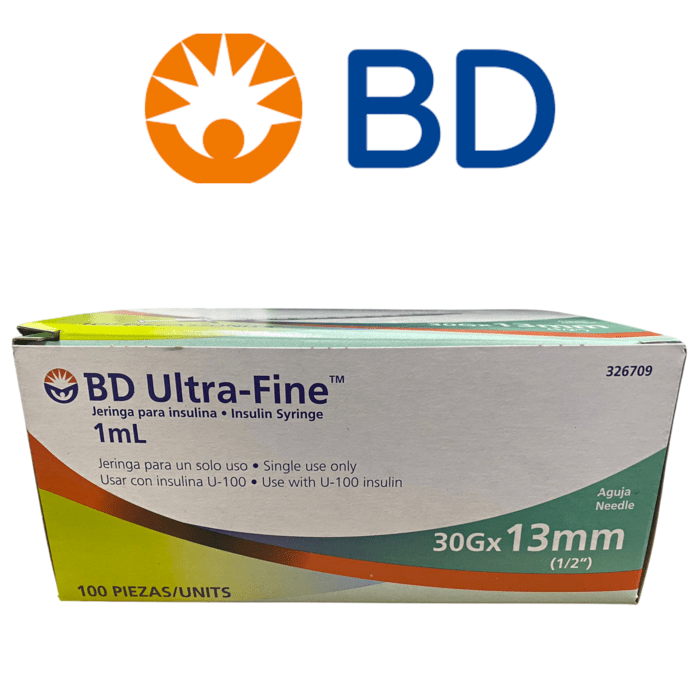 JERINGA PARA INSULINA 1ML 30G X13MM (1/2'') BD ULTRA-FINE CAJA CON 100 PIEZAS