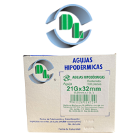 AGUJAS HIPODERMICAS VERDE 21G X 32MM DL CAJA CON 100 PIEZAS
