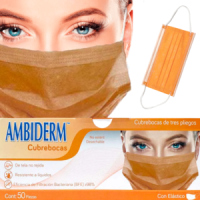CUBREBOCA 3 PLIEGOS NARANJA CAJA C/50 PZAS AMBIDERM