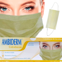 CUBREBOCA 3 PLIEGOS AMARILLO CAJA C/50 PZAS AMBIDERM