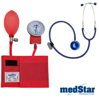 BAUMANÓMETRO ANEROIDE KIT CON ESTETOSCOPIO DE DOBLE CAMPANA MEDSTAR HS-50B