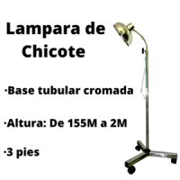 LAMPARA DE CHICOTE DE ACERO CON 3 PIES Y BASE TUBULAR CROMADA