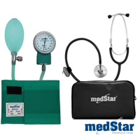 BAUMANÓMETRO ANEROIDE KIT CON ESTETOSCOPIO DE UNA CAMPANA MEDSTAR HS-50A