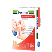 CURITAS ADHESIVAS 4 PRESENTACIONES CAJA CON 100 PIEZAS PROTEC
