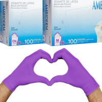 GUANTE AMBIDERM PLUS LISO COLOR VIOLETA TALLA CH-MED CAJA C/100 PZAS