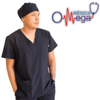 PIJAMA QUIRÚRGICO NEGRO ANTIFLUIDOS INCLUYE GORRO Y BOLSA DE TRASLADO TALLA XCH - CH - MED - GDE - XGDE